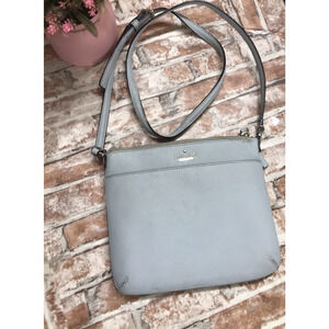 Kate Spade Purse Sky Blue Pebbled Leather Crossbody Bag Zips Detachable Straps